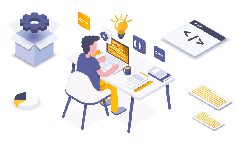 Flat-color-Modern-Isometric-Illustration-design-Programming mini Desarrollo de aplicaciones con C++Builder. Grafico